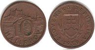 mince Slovensko 10 halierov 1939
