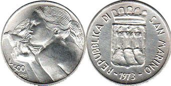 coin San Marino 500 lire 1973