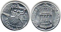 coin San Marino 1 lira 1973