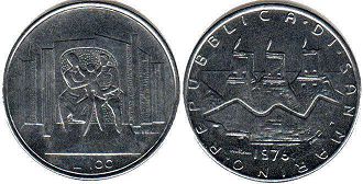 coin San Marino 100 lire 1976