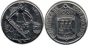 moneta San Marino 50 lire 1973