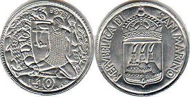 moneta San Marino 10 lire 1973