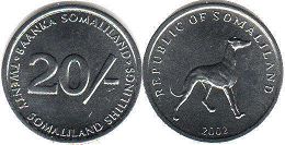 coin Somaliland 20 shillings 2002