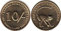 coin Somaliland 10 shillings 2002