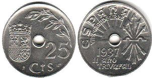 moneda España 25 céntimos 1937