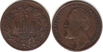 coin Sweden 5 ore 1873