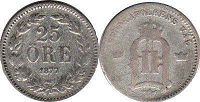 mynt Sverige 25 öre 1877