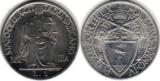 coin Vatican 1 lira 1942