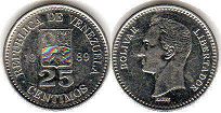 coin Venezuela 25 centimes 1989