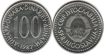 coin Yugoslavia 100 dinara 1987