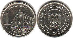 coin Yugoslavia 1 dinar 2002