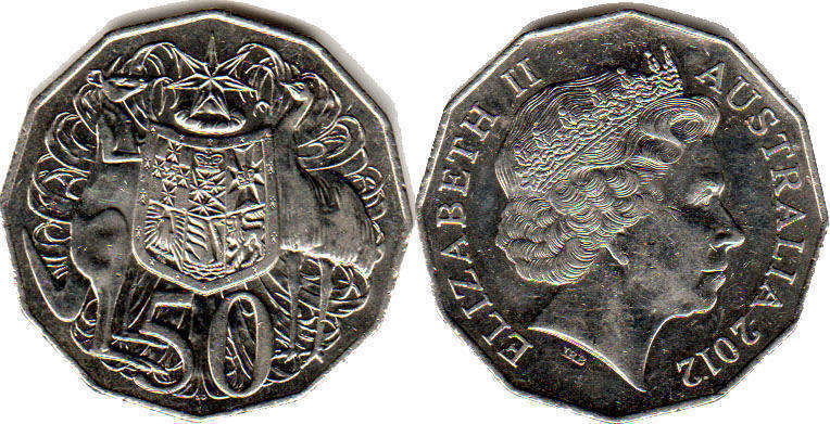 australian coin 50 cents 2012 Elizabeth II