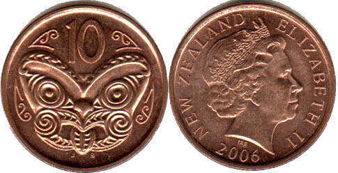 coin New Zealand 10 cents 2006
