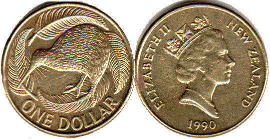 coin New Zealand 1 dollar 1990