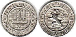 coin Belgium 10 centimes 1864