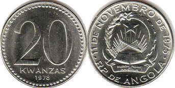 coin Angola 20 kwanzas no date (1977)