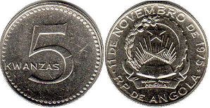 coin Angola 5 kwanzas no date (1977)