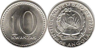 coin Angola 10 kwanzas no date (1977)