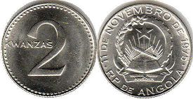 coin Angola 2 kwanzas no date (1977)