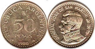 moneda Argentina 50 pesos 1980