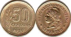 moneda Argentina 50 centavos 1970