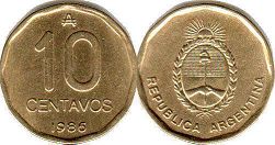 moneda Argentina 10 centavos 1986