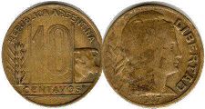 coin Argentina 10 centavos 1947
