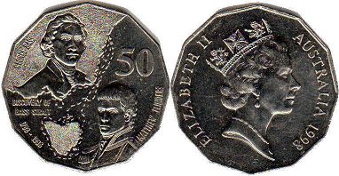 australian commemmorative coin 50 cents 1998
