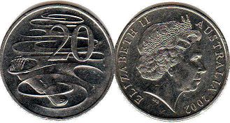 australian coin 20 cents 2002 Elizabeth II