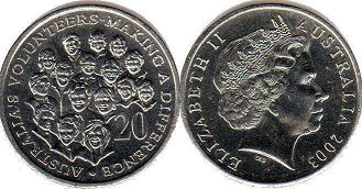 australian commemmorative coin20 cents 2003