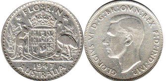 australian coin 1 florin 1947