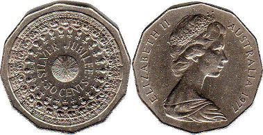 australian commemmorative coin 50 cents 1977