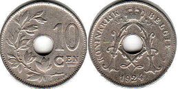 pièce Belgique 10 centimes 1924