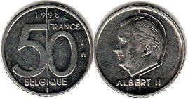pièce Belgique 50 francs 1998