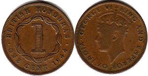 coin British Honduras 1 cent 1944