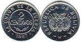 coin Bolivia 2 centavos 1987