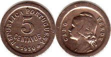 piece Cape Verdepuis 5 centavos 1930