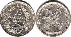 moneda Chille 10 centavos 1940