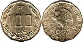 coin Chille 100 escudos 1974