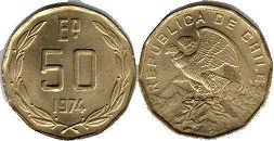 coin Chille 50 escudos 1974