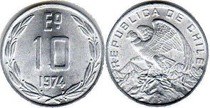 moneda Chille 10 escudos 1974