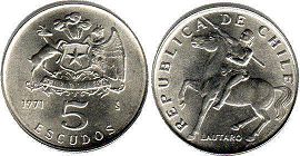 moneda Chille 5 escudos 1971