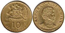 moneda Chille 10 centesimos 1971