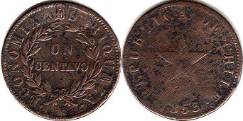 moneda Chille 1 centavo 1853