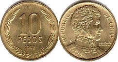 moneda Chilli 10 pesos 1998