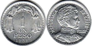 moneda Chile 1 peso 1958