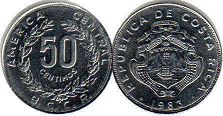 moneda Costa Rica 50 centimos 1983