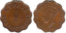 coin Cyprus 1/2 piaster 1949