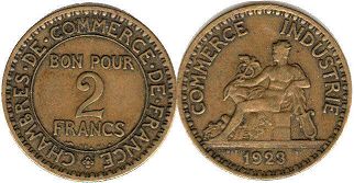 moneda Francia 2 francos 1923
