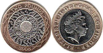 coin UK 2 pounds 2008